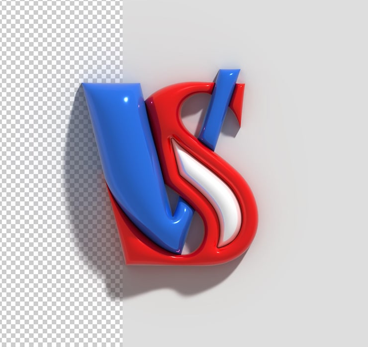 Ilmainen PSD versus-kyltin kirjain 3d-logo