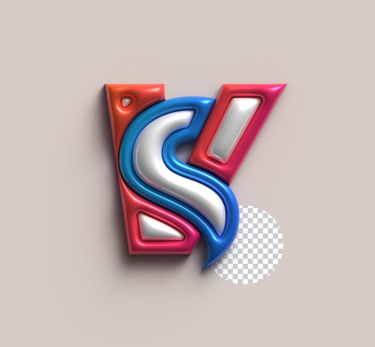 Ilmainen PSD vs versus -merkki, 3d-renderöity yrityksen logokirjain