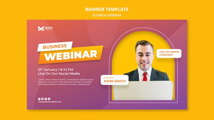 Ilmainen PSD webinaari-bannerimallipohja yrityksille