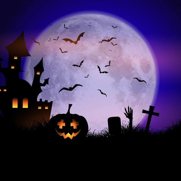 Ilmainen Vektori halloween-tausta ja violetti kuu