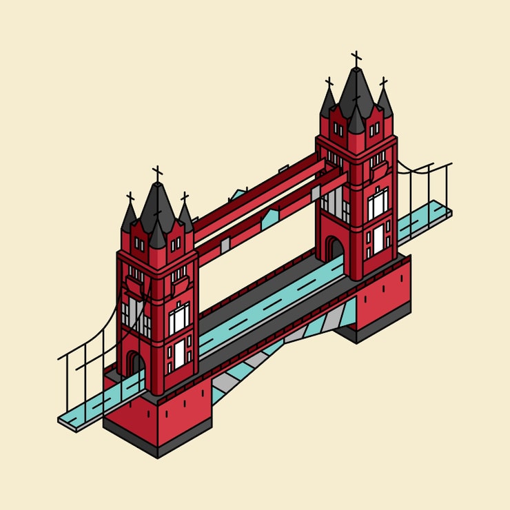 Ilmainen Vektori kuvitus london bridgestä, iso-britannia