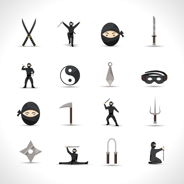 Ilmainen Vektori ninja-kuvakesarja