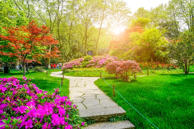 Photo gratuit un beau parc vert