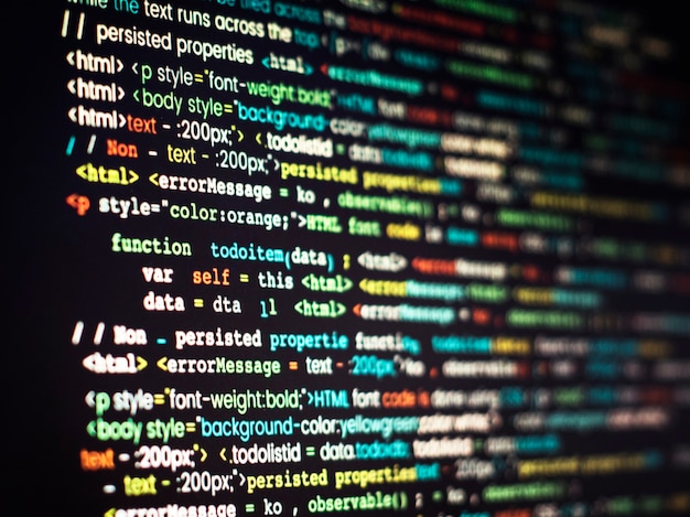 Photo gratuit le codage d'un programme informatique à l'écran