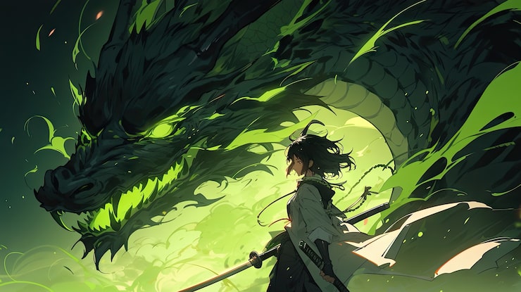 Photo gratuit une créature de dragon mythique de style anime