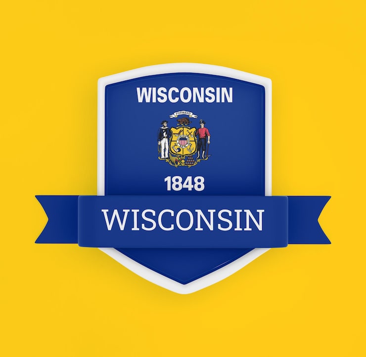 Photo gratuit drapeau du wisconsin avec bannière