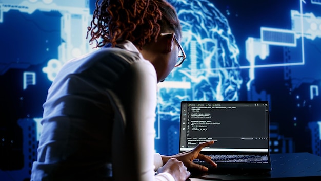 Photo gratuit l'exécutif d'ia exécute le code dans le centre de données