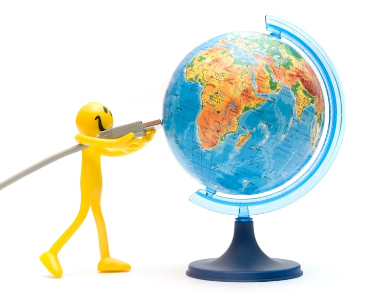 Photo gratuit figure bonne connexion d'un globe