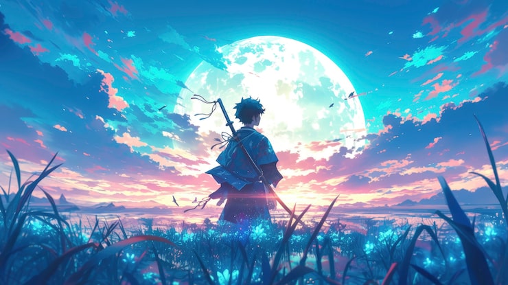 Photo gratuit le paysage de la lune dans l'anime