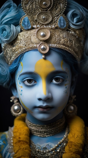 Photo gratuit représentation en 3d de la divinité hindoue krishna