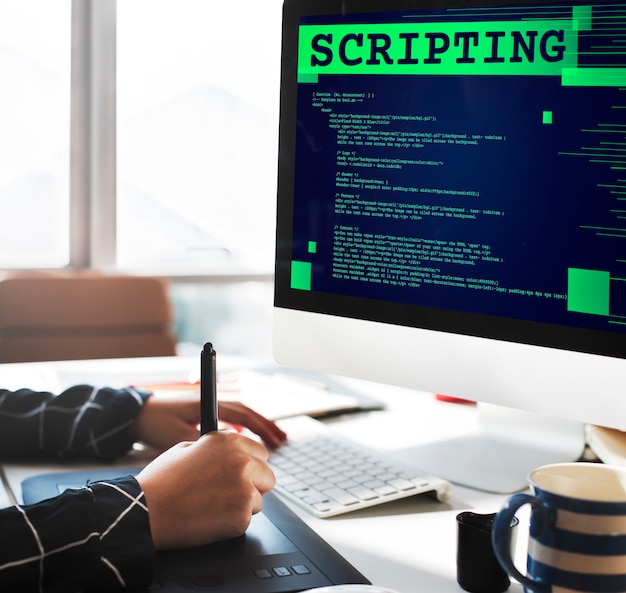 Photo gratuit scripting computer langage code programmation développeur concept technologique