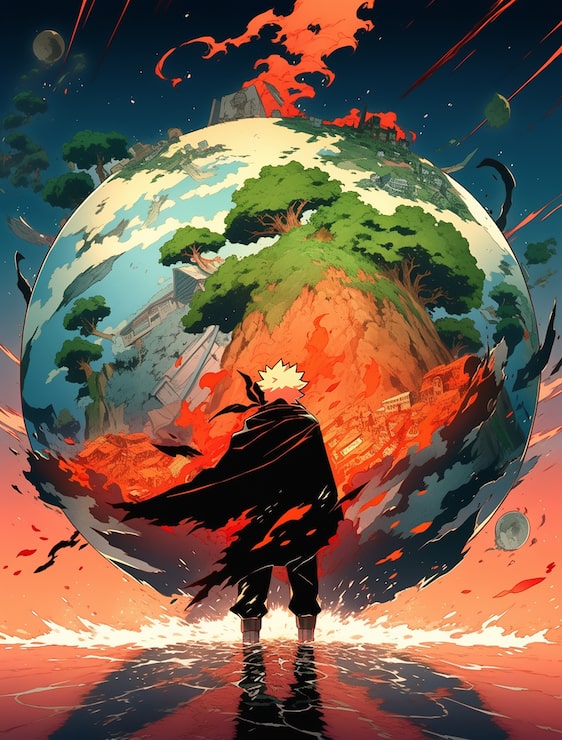 Photo gratuit terre dans le style anime