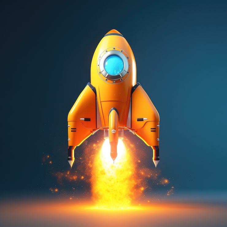 Photo gratuit vue du modèle de fusée spatiale 3d