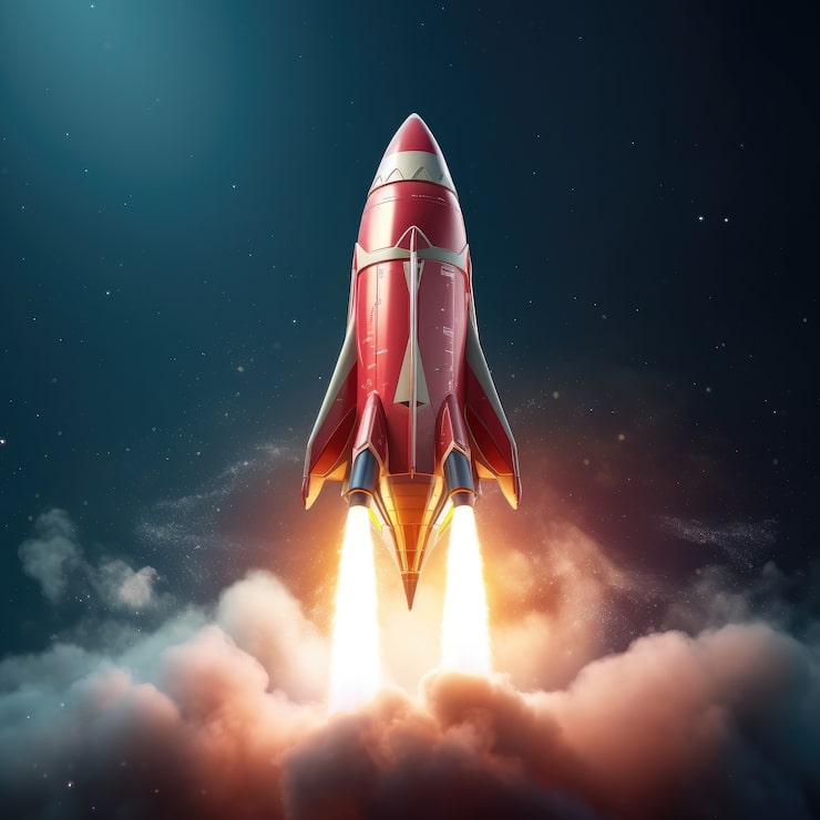 Photo gratuit vue du modèle de fusée spatiale 3d