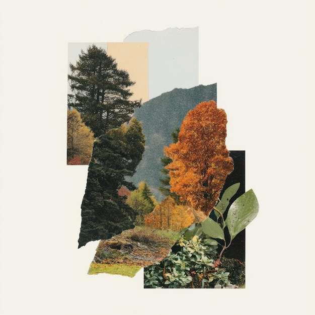 Photo collage de forêt d'automne vintage