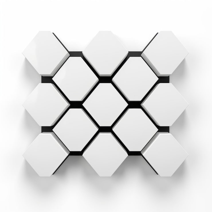Photo le design industriel à motif hexagonal blanc rencontre l'installation conceptuelle