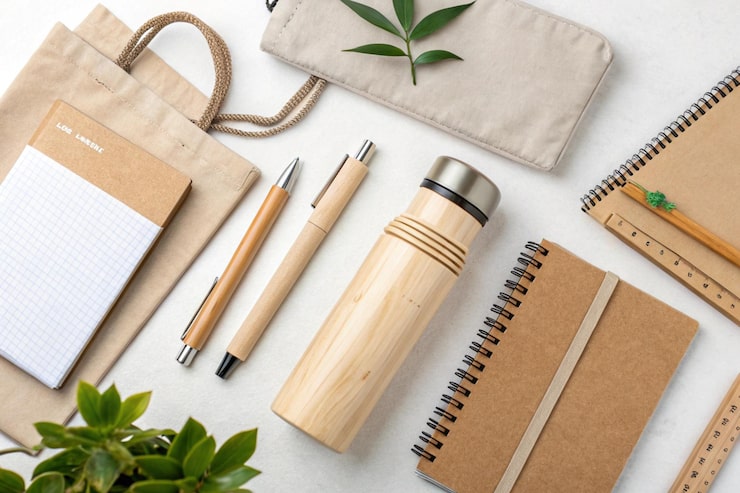 Photo des fournitures de bureau durables sur fond blanc