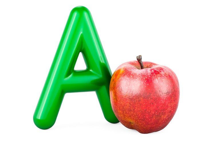 Photo kids abc lettre a avec rendu 3d apple