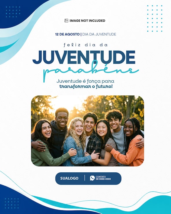 Photo modèle de flyer pour la célébration de la journée de la jeunesse avec un groupe diversifié.