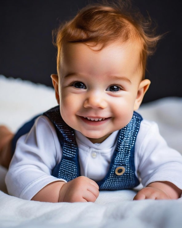 Photo portrait d'un bébé souriant en gros plan