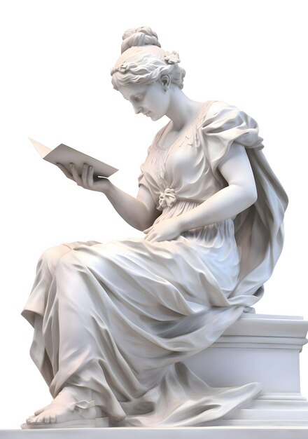 Photo statue ancienne utilisant une tablette