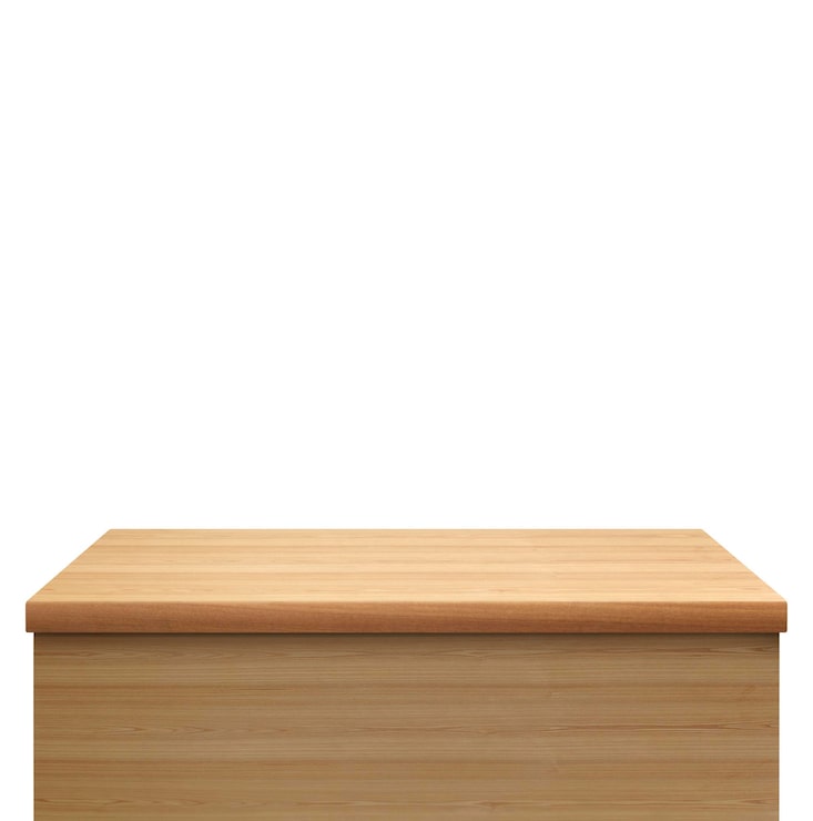 Photo table en bois vide vue avant isolée sur un fond blanc