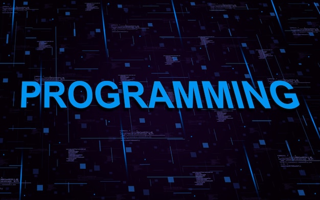 Photo texte de programmation avec éléments de code et lignes lumineuses