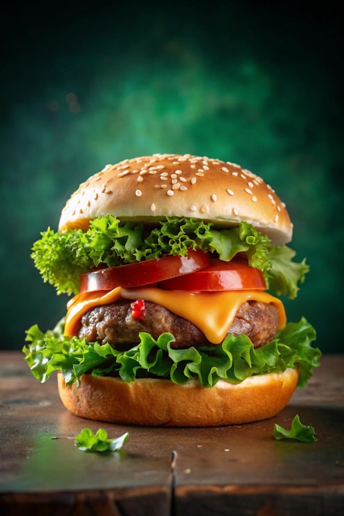 Photo vue d'un délicieux hamburger en 3d