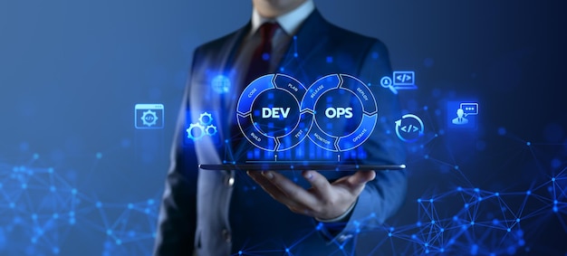 Foto devops dev ops programvareutvikling forretningsteknologi automatiseringsprosesskonsept