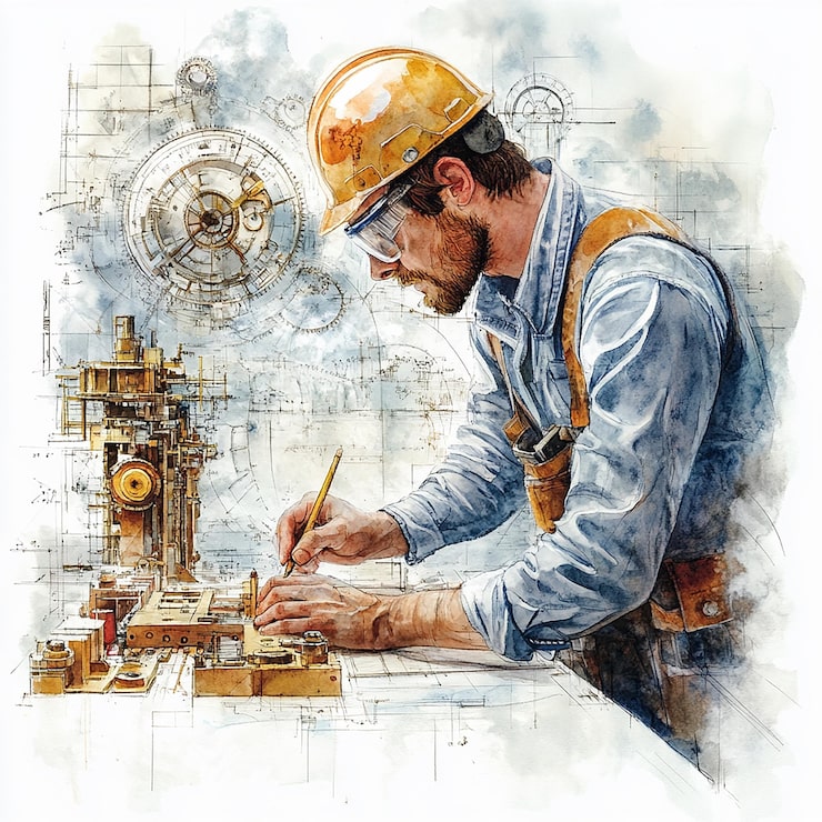 Foto fotografering av akvarell maskiningeniør clipart