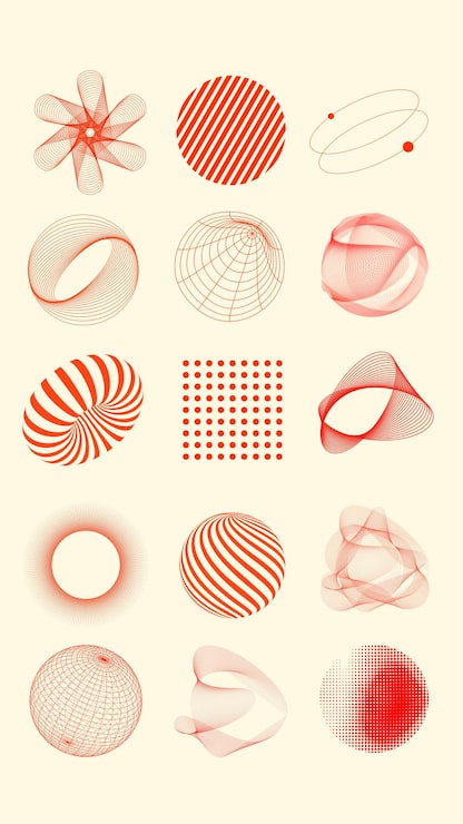 Foto geometrisk bølgete linjeform element sett