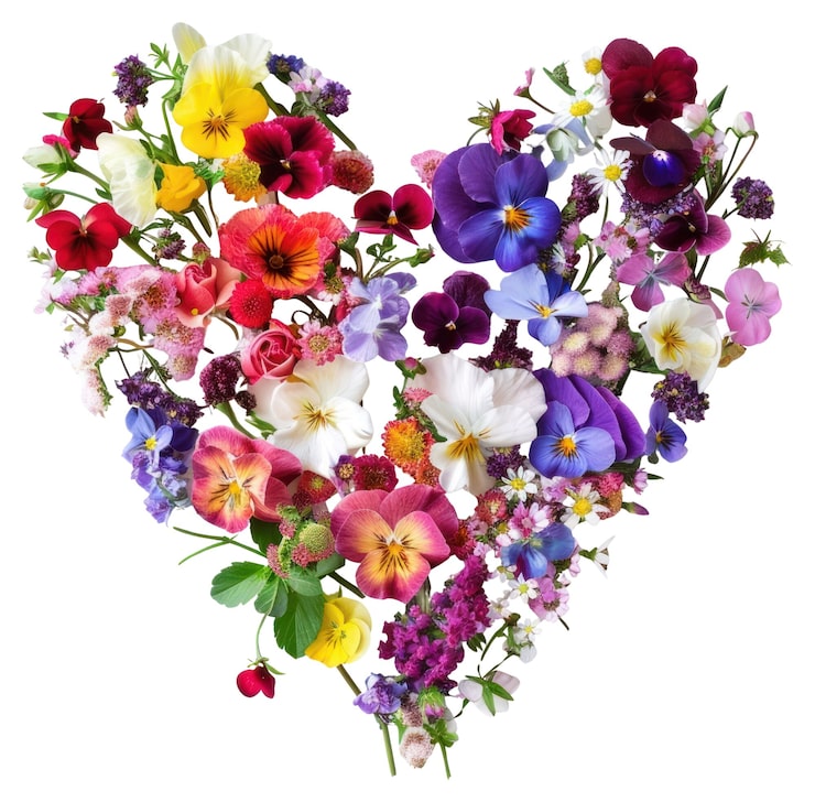 Foto levende blomsterhjertekomposisjon