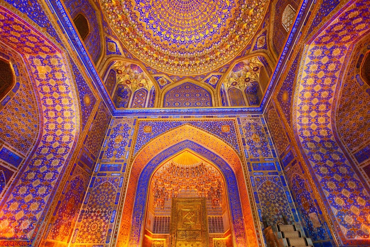 Foto registan mosaikk mønster design bakgrunn samarkand