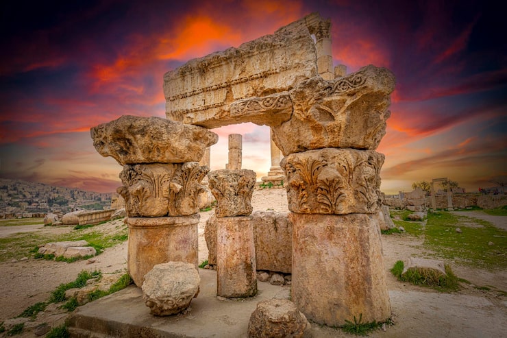 Foto ruiner i amman citadel, jordan