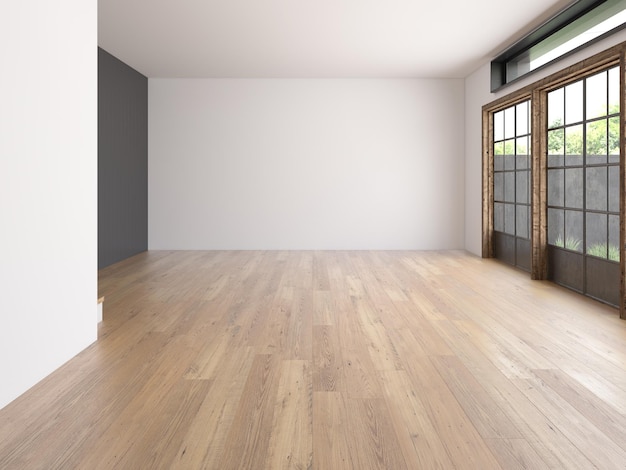 Foto tomt interiørrom – 3d-rendering