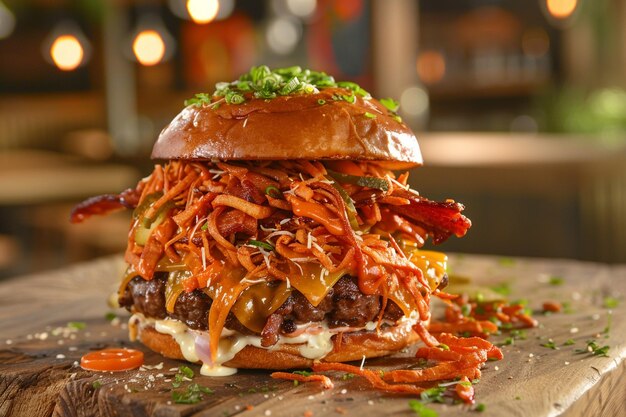 Foto ultimate beef burger stack beef burger
