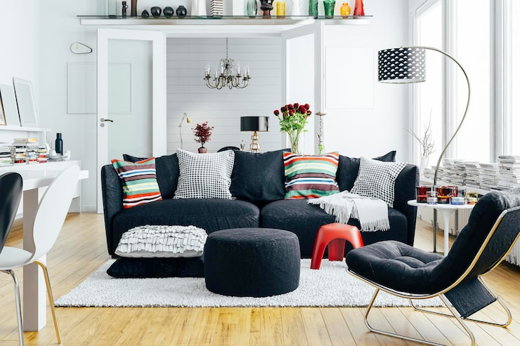 Bild 3d-rendering av vacker ren interiör