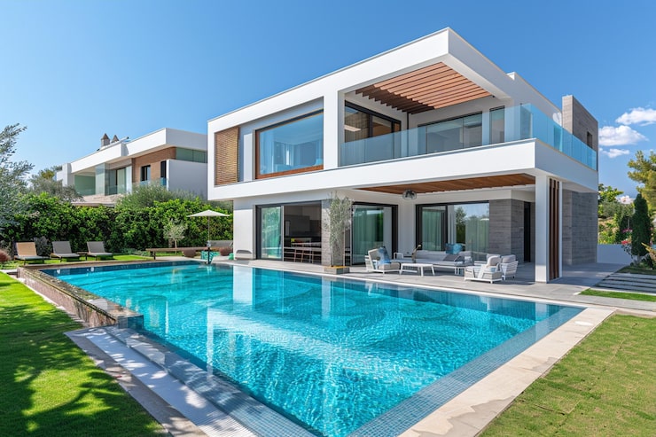 Bild fantastisk modern villa med pool