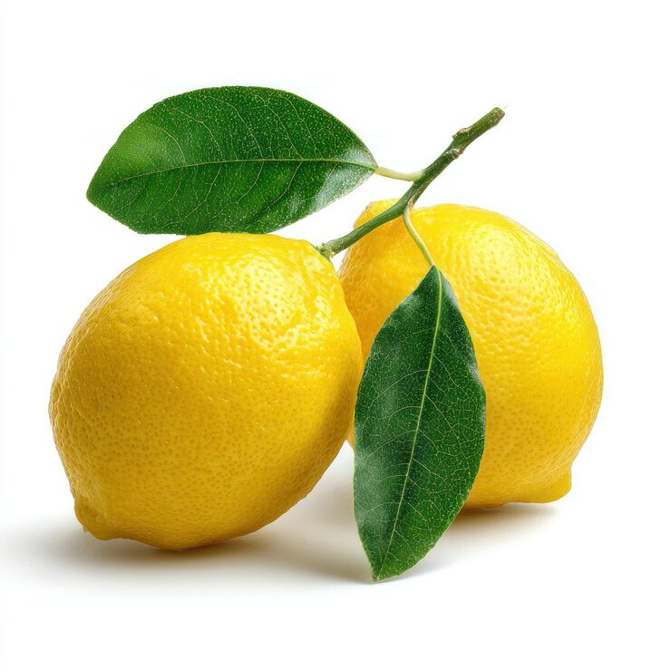 Bild färska citroner med gröna blad