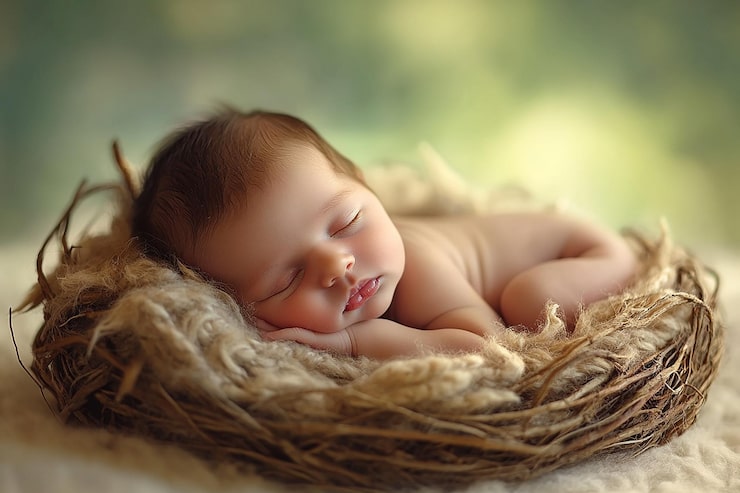 Foto fotografi af glad nyfødt sød baby