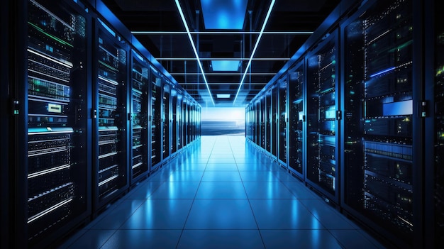 Foto serverrum interiør i datacenter