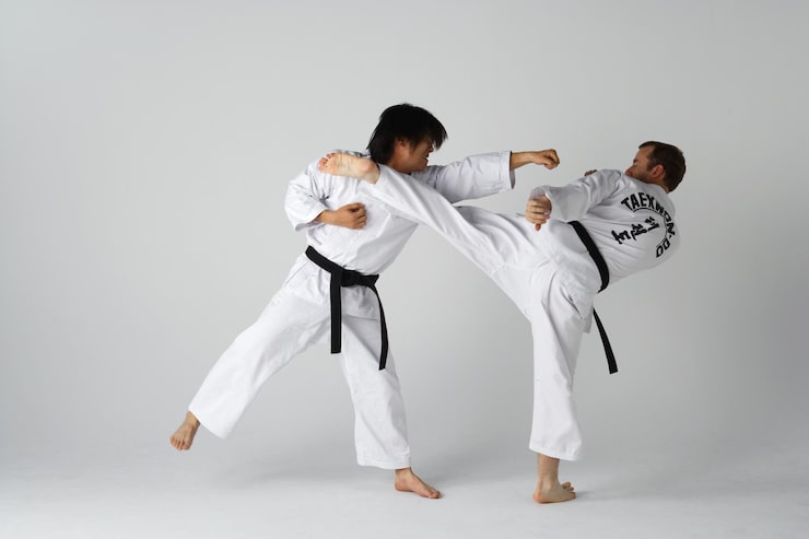 Foto visning af dynamisk taekwondo spark demonstration