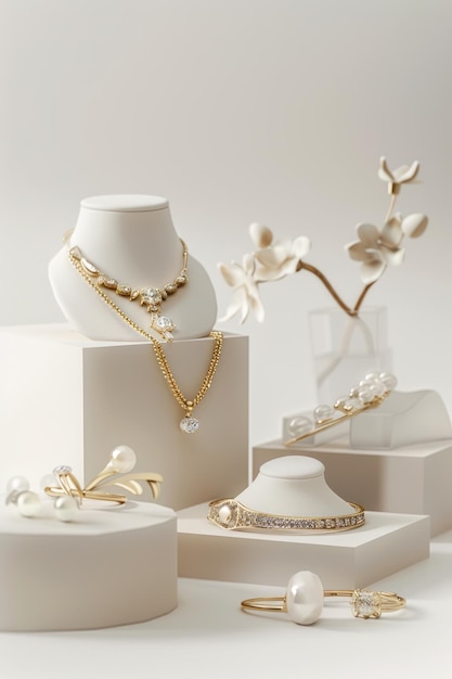 Photo jewellery mockup พร้อมพื้นหลังสีขาว