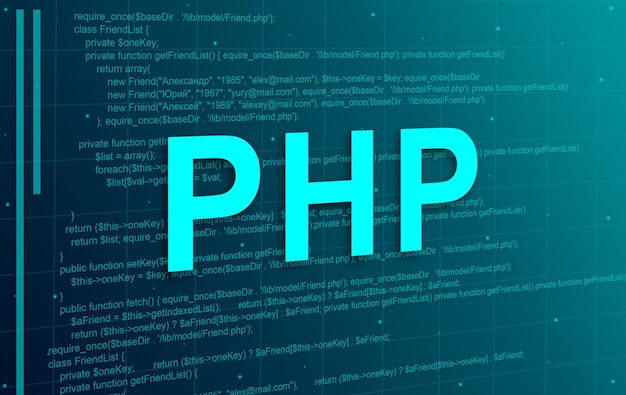 Foto php programmeercode abstracte technische achtergrond