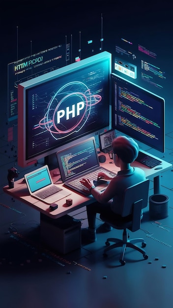 Foto php programmeren html coderen cyberspace concept