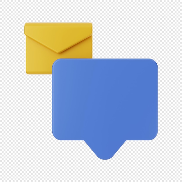 PSD 3d-bericht envelop pictogram met chat bubble