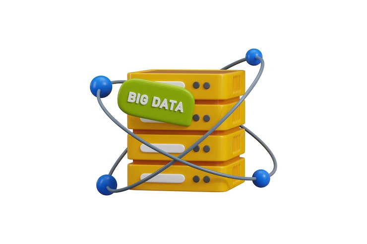 PSD 3d big data ikon-gengivelse til dataanalyse, cloud computing, kunstig intelligens, database