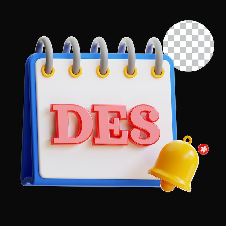 PSD 3d 캘린더는 알림 벨과 함께 12 월을 보여줍니다.