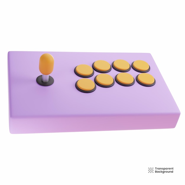 PSD 3d cartoon paarse arcade stick controller, geïsoleerd.