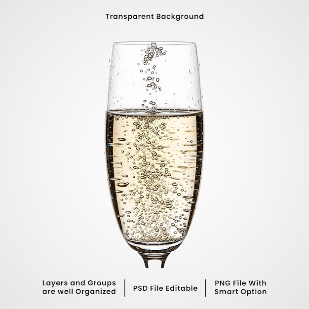PSD 3d champagneglas isoleret